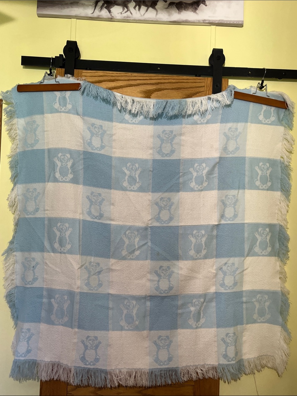 Soft Woven Baby Blanket - Light Blue & White